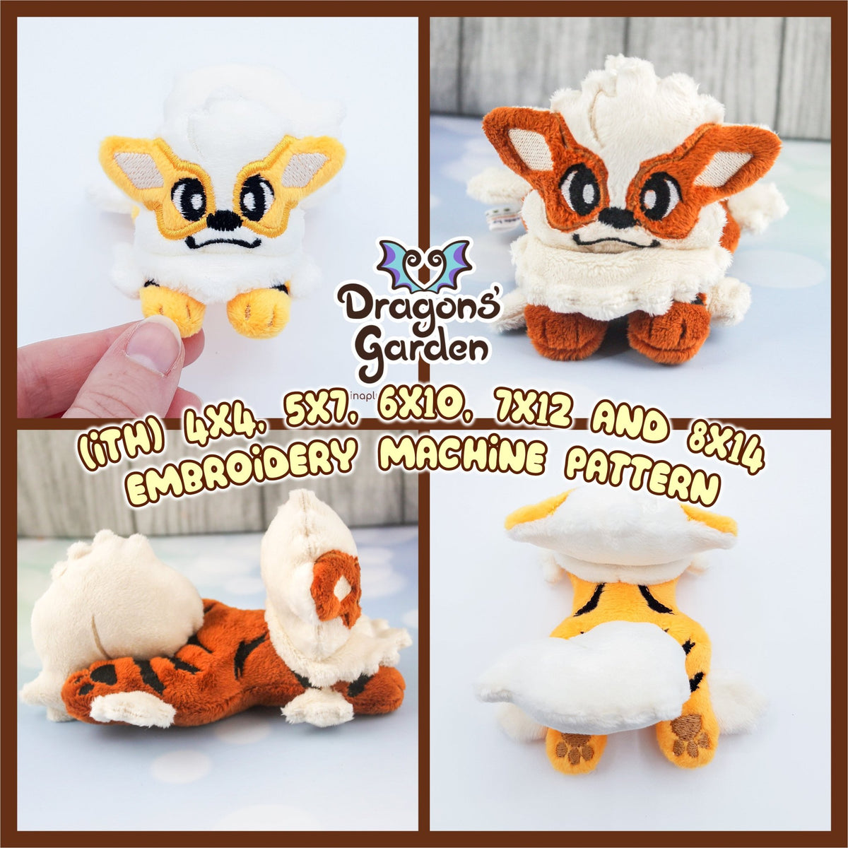 ITH Arcanine Pokemon Plushie Pattern Dragons Garden