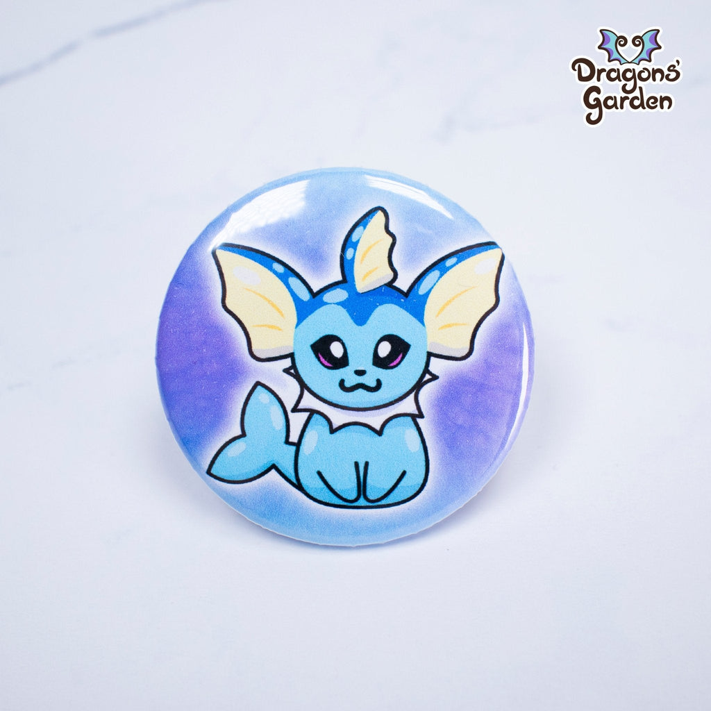 WHOLESALE Vaporeon Pokemon | Button Pin - Dragons' Garden - Button Button