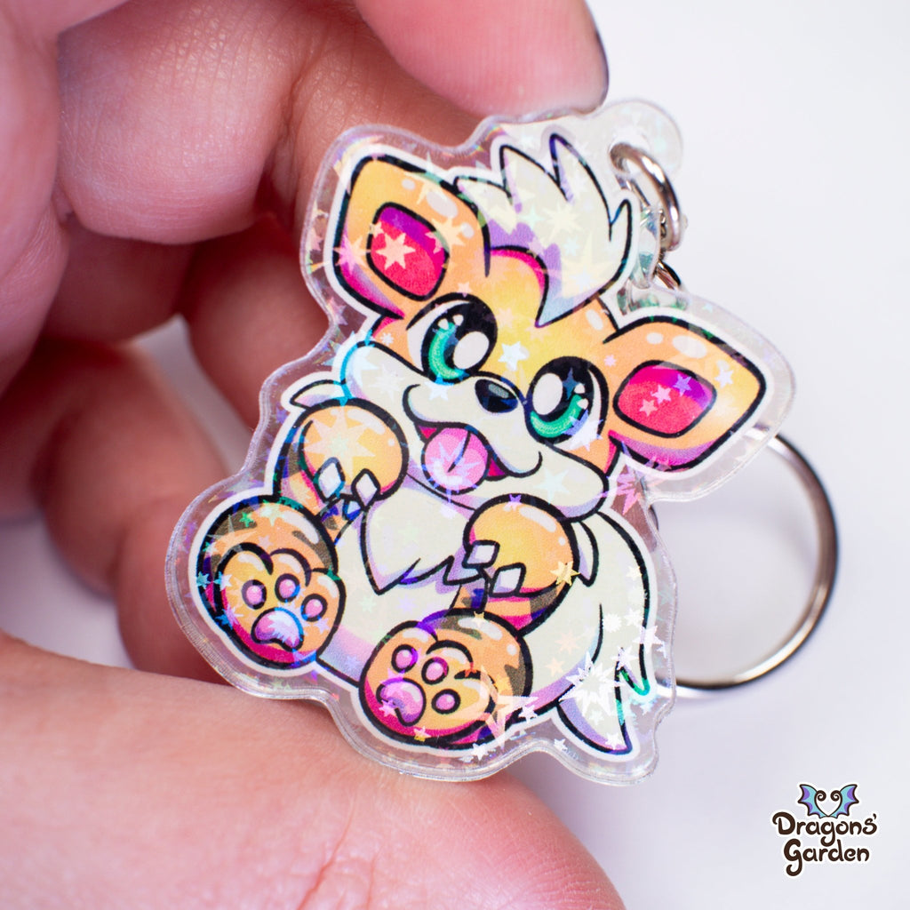 Puppy Growlithe and Ditto Face Pokemon | Holographic Acrylic Keychain - Dragons' Garden - Keychain Keychain