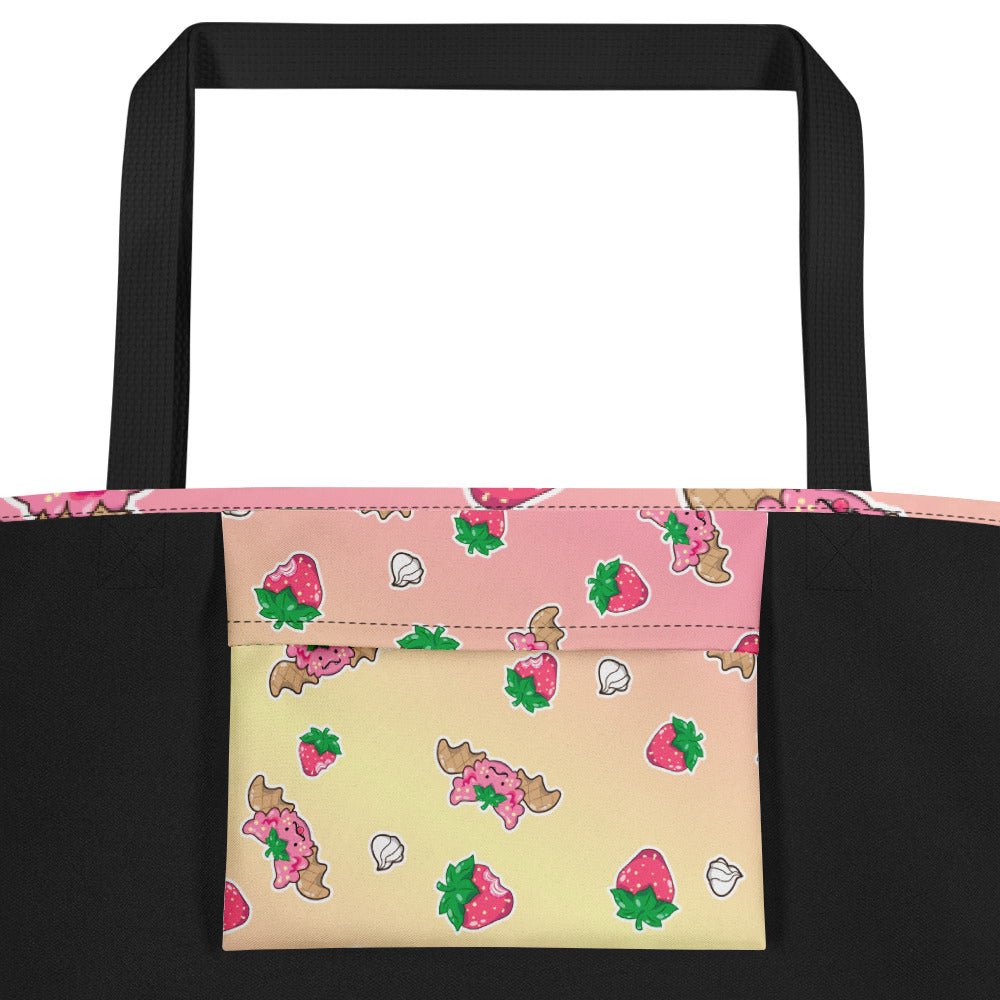 Strawberries and Cream Jeff Dragon | Pink | Big Tote Bag - Dragons' Garden - Bag